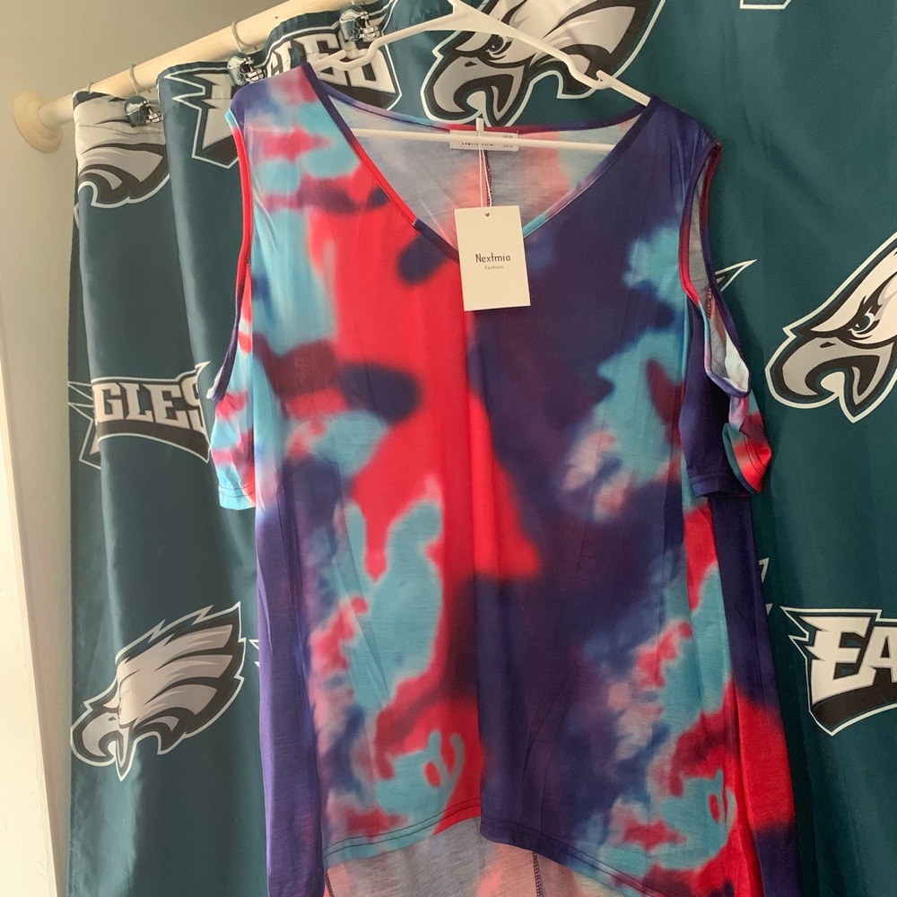 Plus size cold shoulder blouse